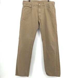 Levi's Mens Pants 505 Regular Fit 38x34 Tan Khaki Straight Leg Cotton Workwear
